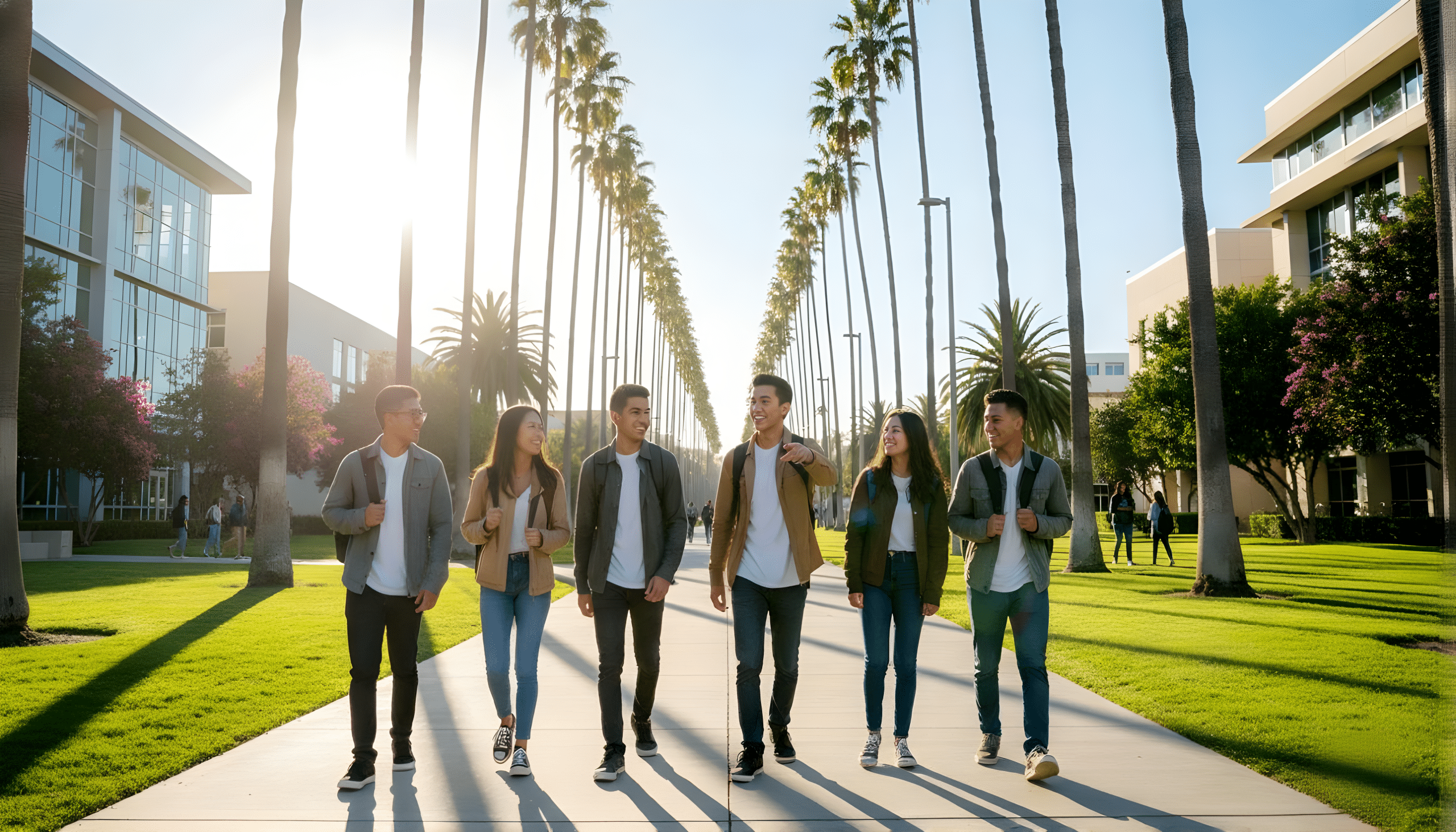 A college counselor reviews college application plans and personal statement drafts with a high-school student in a professional San Diego office setting, seated together at a desk with advising materials.