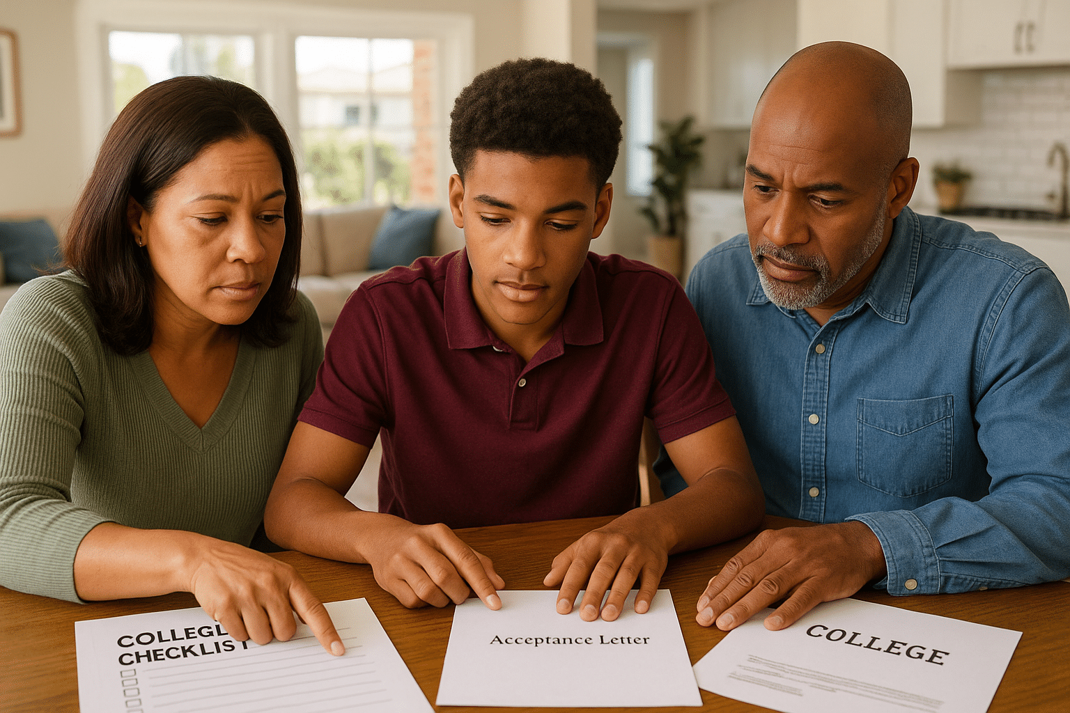 San Diego family considering college choices and reviewing application materials