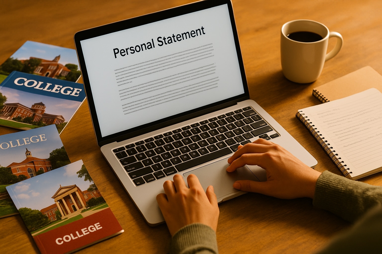Student writing a personal statement for college applications as part of professional admissions support.