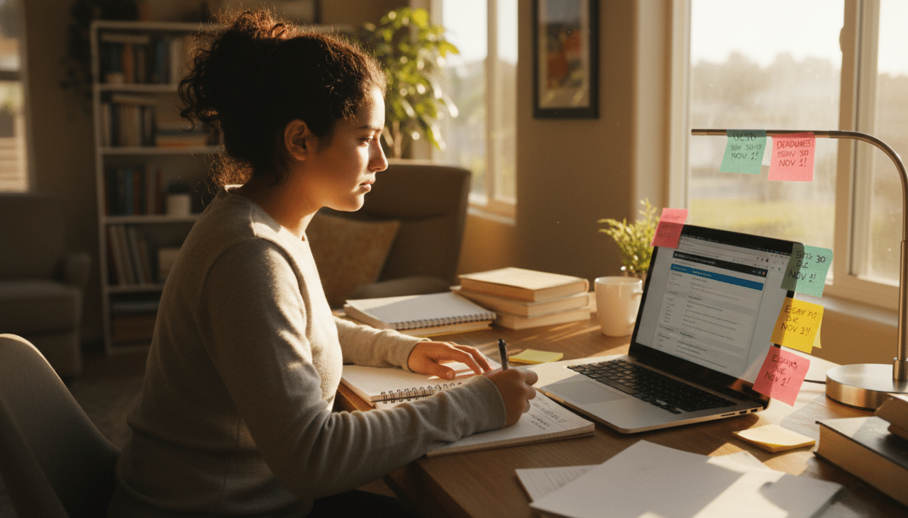 Student working with a college coach to revise senior year application essays in Southern California
