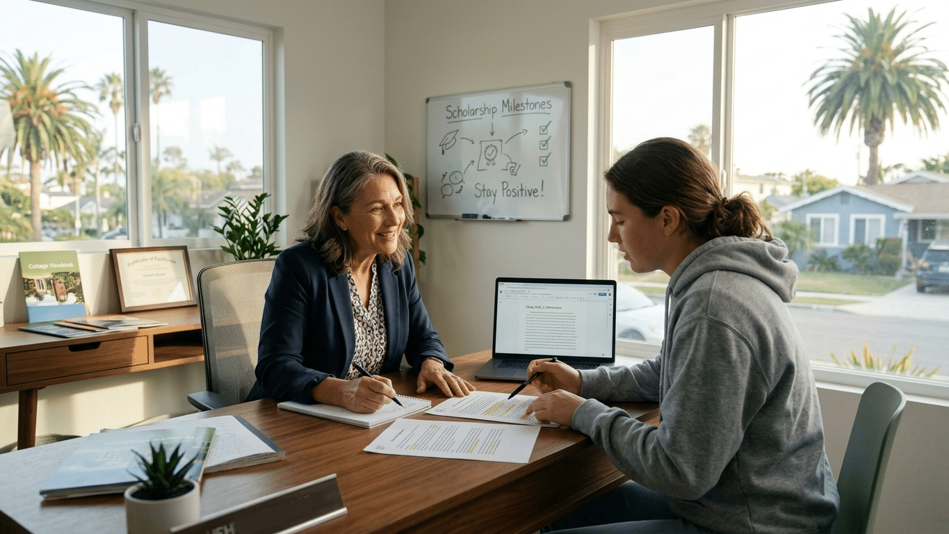Academic advisor providing scholarship essay coaching for Southern California students.