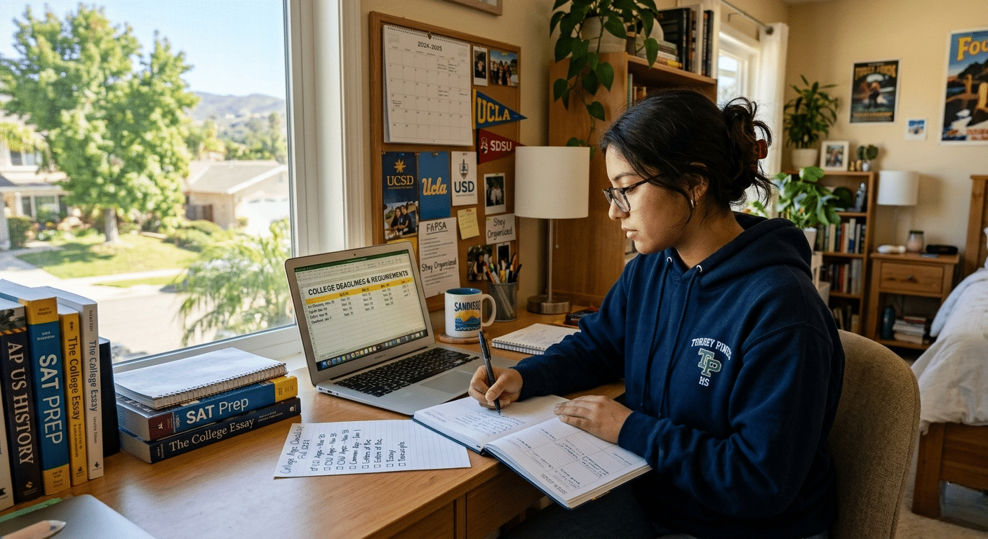 Student using application deadline help strategies to organize college admissions deadlines and application tasks.