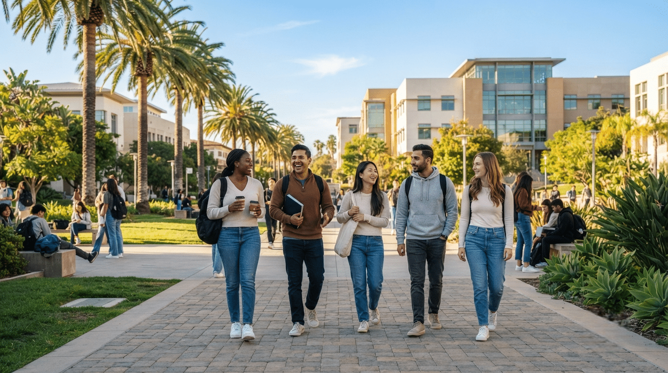 College students in Southern California representing affordable education, grants, and financial aid planning.