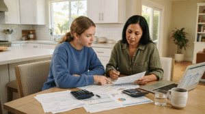 Student and parent researching college grants and financial aid opportunities for higher education in San Diego.
