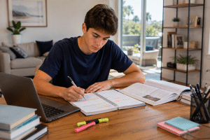 Southern California high school student developing study and time management skills before starting freshman year.