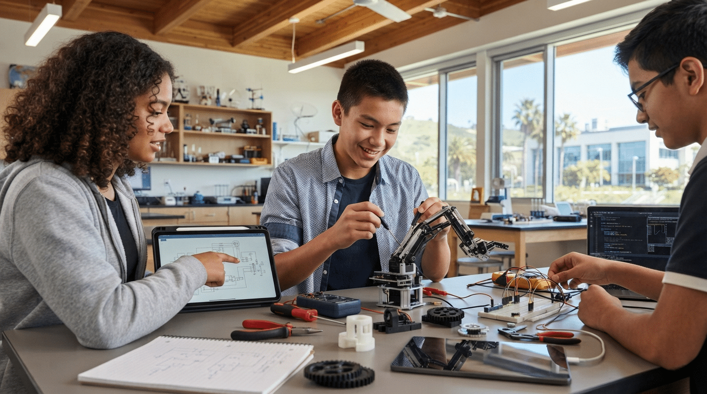 San Diego high school freshman exploring academic interests, STEM activities, and extracurricular opportunities as part of early college planning services and future college preparation.