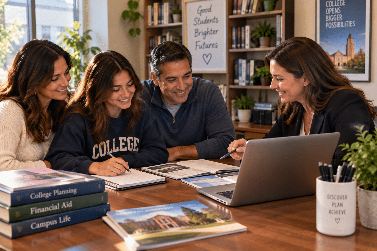 Family meeting with a certified college planning counselor